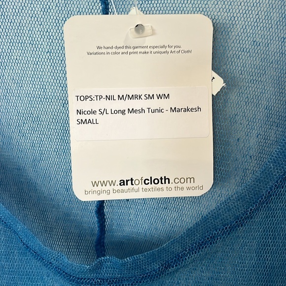 NWT Art of Cloth Lagenlook boho green and blue hombre, long sheer top small - Picture 5 of 7